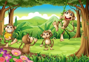 New Aapjes in de jungle fotobehang Kinderkamer