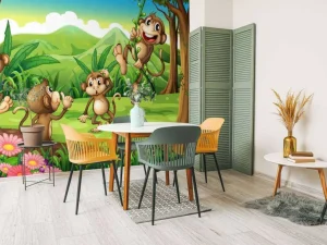 New Aapjes in de jungle fotobehang Kinderkamer