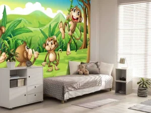 New Aapjes in de jungle fotobehang Kinderkamer