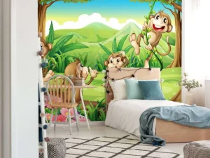 New Aapjes in de jungle fotobehang Kinderkamer