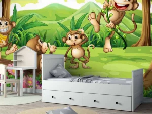 New Aapjes in de jungle fotobehang Kinderkamer