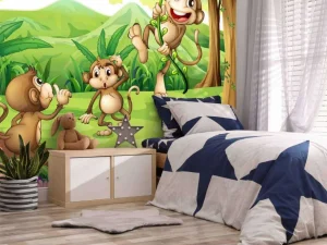 New Aapjes in de jungle fotobehang Kinderkamer