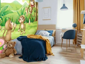 New Aapjes in de jungle fotobehang Kinderkamer