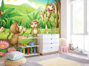 New Aapjes in de jungle fotobehang Kinderkamer