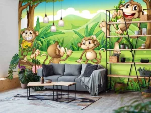 New Aapjes in de jungle fotobehang Kinderkamer