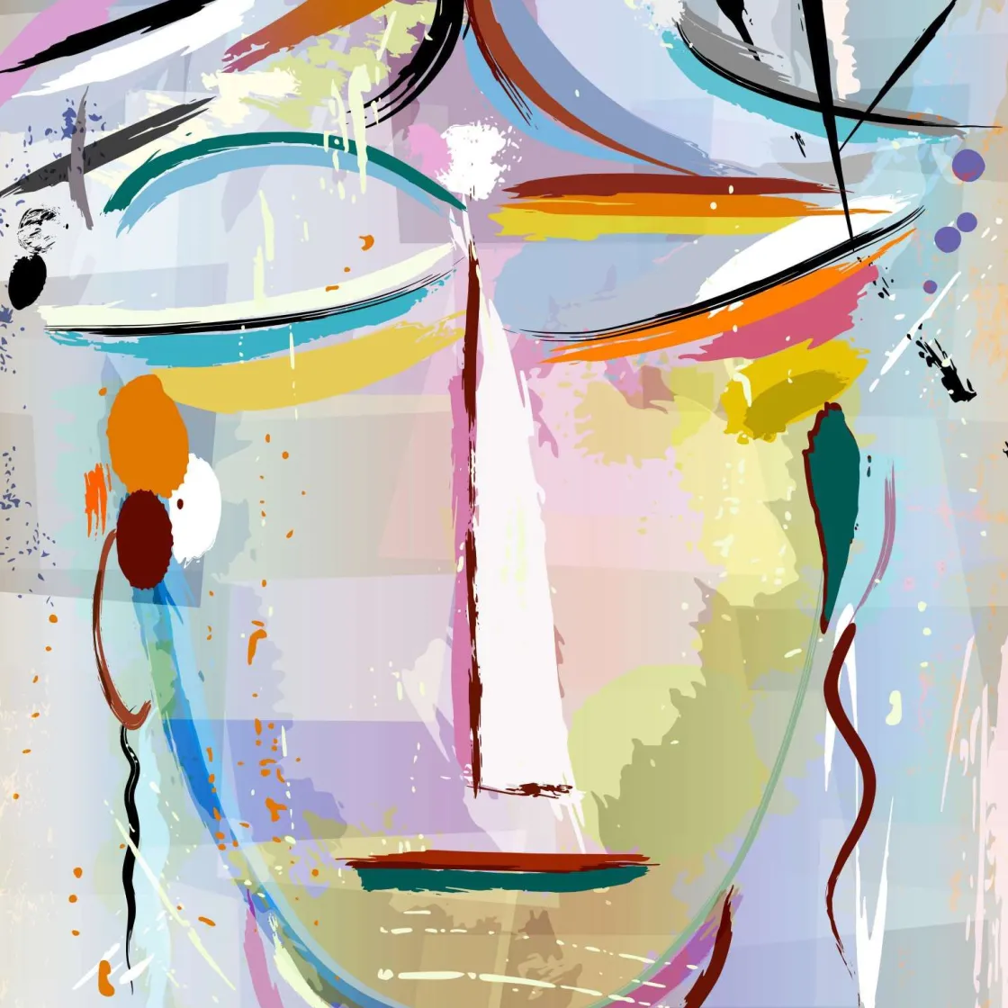 abstract_gezicht_van_een__0.webp Discount Abstract gezicht van een vrouw fotobehang Tienerkamer | Gang