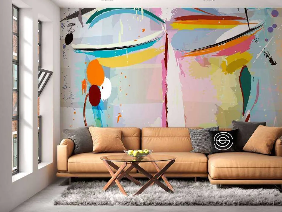 abstract_gezicht_van_een__10.webp Discount Abstract gezicht van een vrouw fotobehang Tienerkamer | Gang