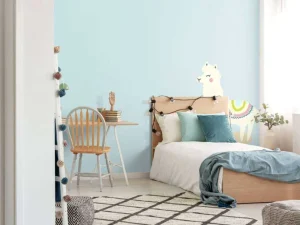 Discount Alpaca design met een blauwe achtergrond fotobehang Babykamer