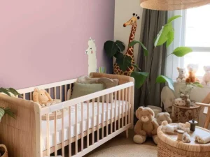 Online Alpaca design met een roze achtergrond fotobehang Kinderkamer | Babykamer