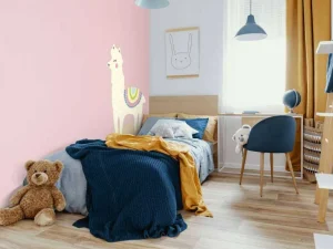 Online Alpaca design met een roze achtergrond fotobehang Kinderkamer | Babykamer