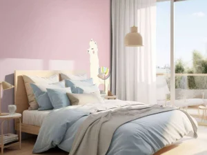 Online Alpaca design met een roze achtergrond fotobehang Kinderkamer | Babykamer