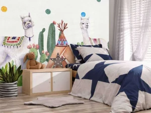 Online Alpaca's tussen cactussen Kinderkamer | Dieren