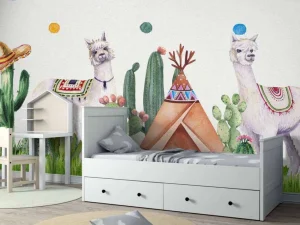Online Alpaca's tussen cactussen Kinderkamer | Dieren