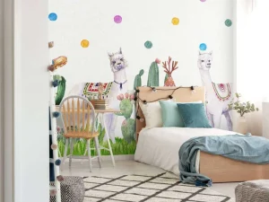 Online Alpaca's tussen cactussen Kinderkamer | Dieren