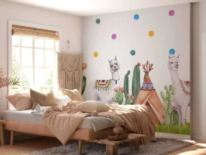 Online Alpaca's tussen cactussen Kinderkamer | Dieren