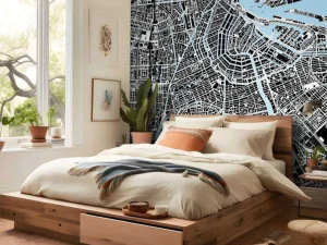 Hot Amsterdam plattegrond fotobehang Steden | Architectuur