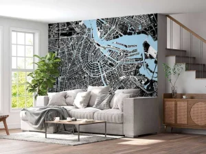 Hot Amsterdam plattegrond fotobehang Steden | Architectuur