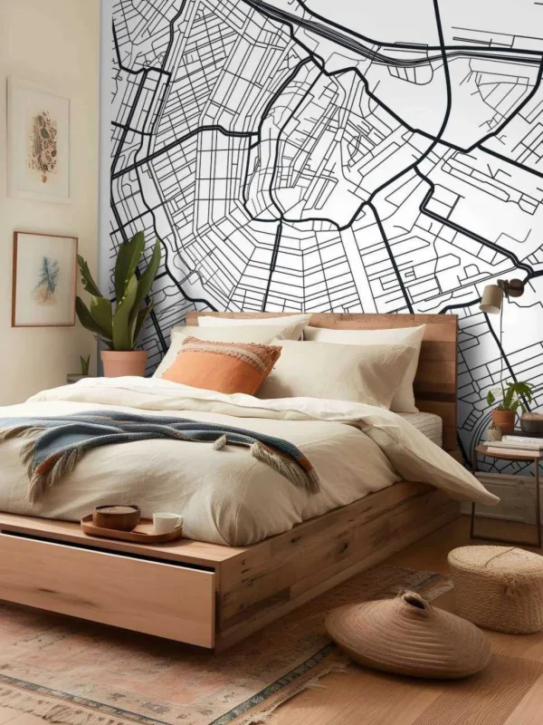 Best Amsterdam vector plattegrond fotobehang Steden | Architectuur