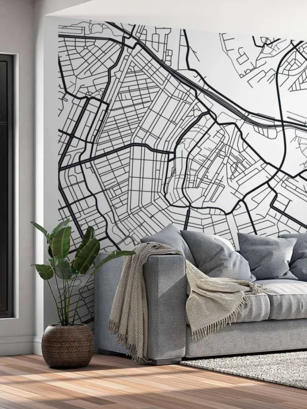 Best Amsterdam vector plattegrond fotobehang Steden | Architectuur