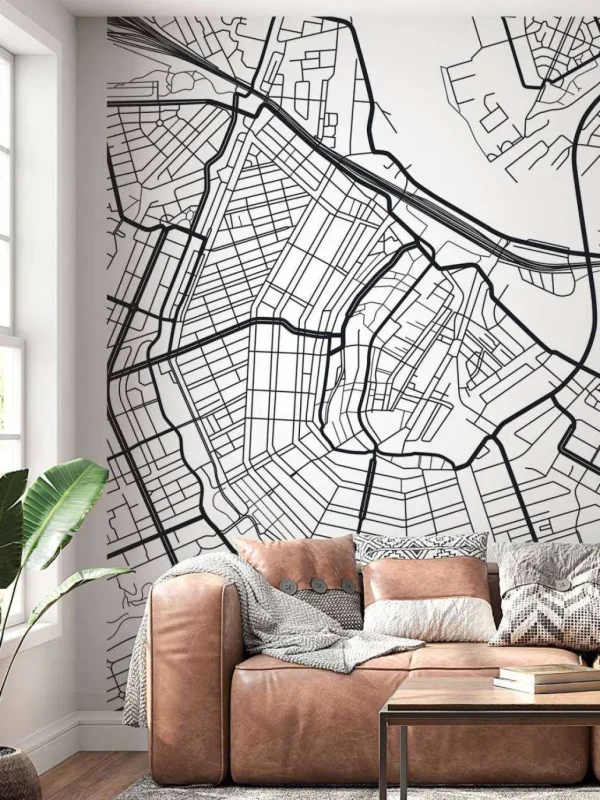 Best Amsterdam vector plattegrond fotobehang Steden | Architectuur