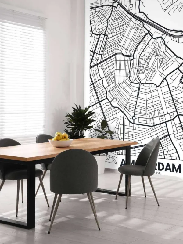 Best Amsterdam vector plattegrond fotobehang Steden | Architectuur