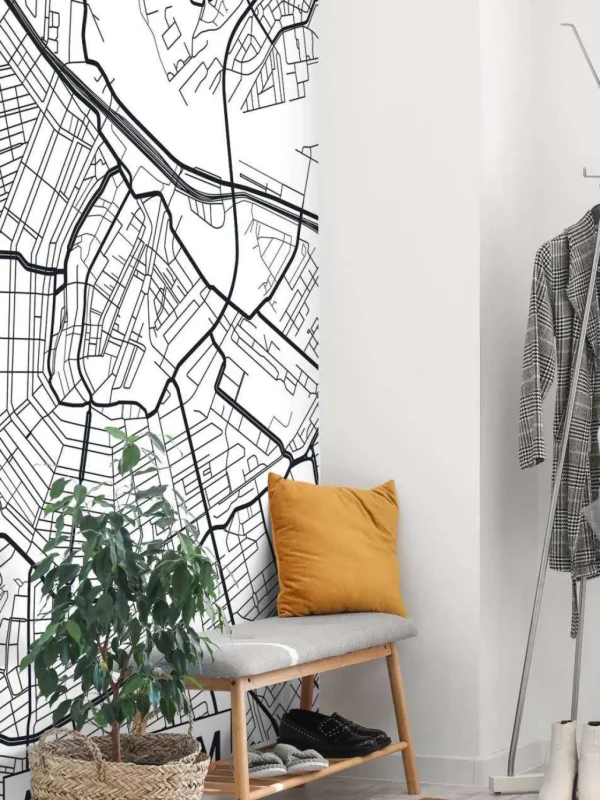 Best Amsterdam vector plattegrond fotobehang Steden | Architectuur