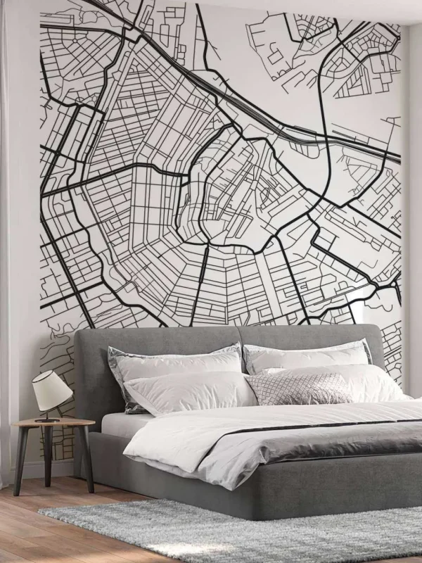 Best Amsterdam vector plattegrond fotobehang Steden | Architectuur