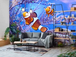 Clearance Anemoonvissen in een groot aquarium fotobehang Dieren