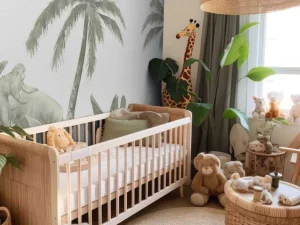Hot Apen en flamingo's in groen Kinderkamer