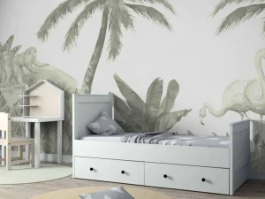 Hot Apen en flamingo's in groen Kinderkamer