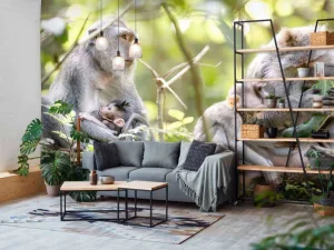 Discount Apenfamilie in Bali fotobehang Dieren