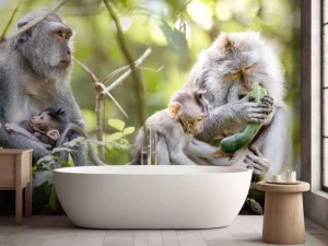Discount Apenfamilie in Bali fotobehang Dieren