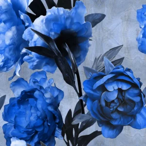 Sale Aquarel van blauwe bloemen fotobehang Tienerkamer