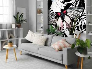 Best Aquarel van exotische vlinders en bloemen fotobehang Tienerkamer | Bloemen