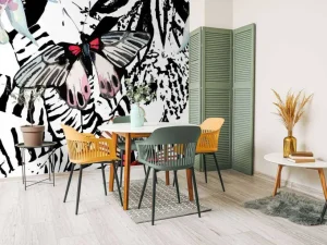 Best Aquarel van exotische vlinders en bloemen fotobehang Tienerkamer | Bloemen