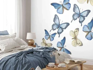Outlet Aquarel van vlinders met een witte achtergrond fotobehang Kunst & Design | Dieren