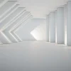 Outlet Architectonische witte kamer in 3D fotobehang 3d