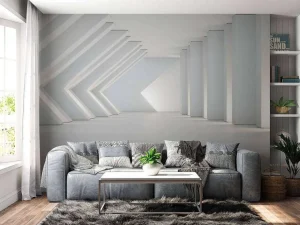 Outlet Architectonische witte kamer in 3D fotobehang 3d