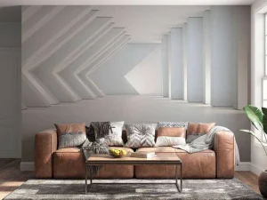 Outlet Architectonische witte kamer in 3D fotobehang 3d