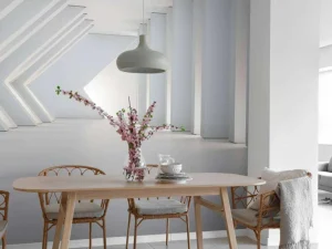Outlet Architectonische witte kamer in 3D fotobehang 3d