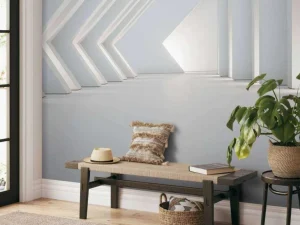 Outlet Architectonische witte kamer in 3D fotobehang 3d