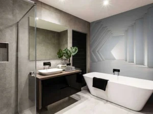Outlet Architectonische witte kamer in 3D fotobehang 3d
