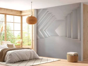 Outlet Architectonische witte kamer in 3D fotobehang 3d
