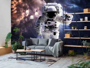 Online Astronaut in de ruimte fotobehang Tienerkamer