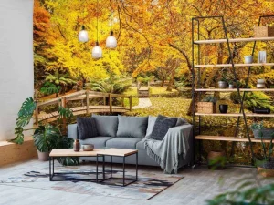 Online Australisch parkje in de herfst fotobehang Bloemen