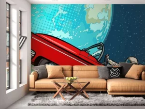 Fashion Auto in de ruimte fotobehang Kinderkamer | Transport