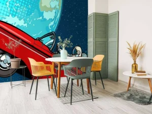 Fashion Auto in de ruimte fotobehang Kinderkamer | Transport