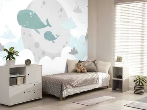 Hot Babydesign met walvissen fotobehang Babykamer