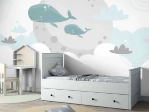 Hot Babydesign met walvissen fotobehang Babykamer