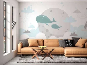 Hot Babydesign met walvissen fotobehang Babykamer